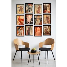 Dekorize Mdf Tablo Seti 12 Parça - Salon Oturma Odası Için Duvar Dekoru Çerçeve Görünümlü Onk Seri 1022 13 x 17