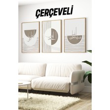 🌿 Modern Hat Yazılı 3’lü Tablo Seti - Çerçeveli 🌿 CRV1198 23 x 32