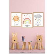 Dekorize Mdf Tablo Seti 3 Parça 3 mm - Salon Oturma Odası Için Bohem Duvar Dekoru 3045 13 x 17