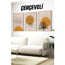 Dekorize Mdf Tablo Seti 3 Parça 3 mm -Çerçeveli Tablo Seti Salon Oturma Odası Için Duvar Dekoru 3009 23 x 32