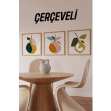 🏷️ 🍐 Renkli Meyve Temalı 3’lü Tablo Seti | Modern Stil | Uv Baskı – Mdf – Ahşap Çerçeve KR4051 23 x 23