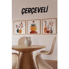 🧡 Doğal Renklerle Dekoratif Minimal Vazo ve Kase 3'lü Mdf Tablo Seti KR4058 23 x 23