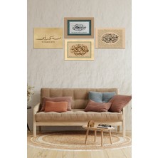 Dekorize Mdf 4 Parça Çerçeve Görünümlü Dini Ahşap Tablo Seti 30 x 40