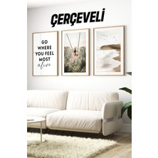 Dekorize Mdf Tablo Seti 3 Parça 3 Mm- Çerçeveli Tablo Seti Salon Oturma Odası Için Duvar Dekoru 3012 23 x 32