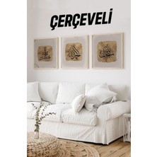 Ahşap Çerçeveli Mdf Kare Tablo Seti Salon ve Oturma Odası Için Islami KR4033 23 x 23