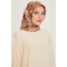 Armine Klasik Desenli Twill Saf Ipek Eşarp 9203D 05