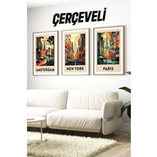 Ahşap Çerçeveli Mdf Tablo Seti Matisse, Bohem, Kusama Salon ve Oturma Odası Için ÇT3077 23 x 32