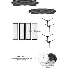 Roboclinic Dreame L10s Pro Gen 2 Robot Süpürge Uyumlu Yedek Ana Fırça, Yan Fırça, Hepa Filtre -10 Parça
