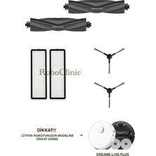 Roboclinic Dreame L10S Plus Robot Süpürge Uyumlu Yedek Ana Fırça, Yan Fırça, Hepa Filtre - 6 Parça