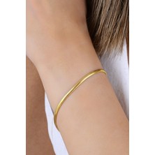 925 Ayar Gümüş Altın Yaldızlı Balık Sırtı Italyan Model Zincir Bileklik SGTL12944GOLD