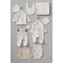 Bebitof %100 Pamuk Sevimli Hayvanlar 10 Parça Unisex Hastane Çıkışı Seti BBTF.EKR.10082 Desenli