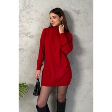 Kadın Ponpon Desenli Balıkçı Yaka Triko Tunik 5211