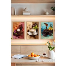 🖼️ 3'lü Çerçeve Görünümlü Tablo Seti – Kahve & Çikolata Temalı CRVS1013 21 x 30