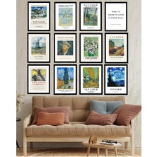 Dekorize Mdf Tablo Seti 12 Parça 3 mm - Van Gogh Salon Oturma Yatak Odası Için Duvar Dekoru 13 x 17