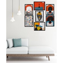 Dekorize Mdf Tablo Seti 7 Parça 3 mm - Abstract Salon Oturma Yatak Odası Için Duvar Dekoru 52 x 34