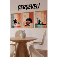 ☕ Renkli Kahve Temalı 3'lü Çerçeveli Tablo Seti – Mdf Uv Baskı (23X32 / 32X42 / 42X62 Cm) CRVS1009 23 x 32