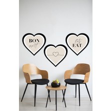 Kalp Şeklinde 3'lü Ahşap Tablo Seti KT3001 26 x 30