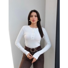 Fitil Desen Çıtçıtlı Bluz