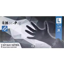 Haspet Siyah Nitril Eldiven Extra Kalın Large 50'li