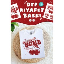 Kumaşa Baskı Yapılabilen Özel Tasarım Ütü ile Yapışan Tekstil Dtf Baskı Görseli Kiraz Temalı