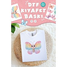 Kumaşa Baskı Yapılabilen Özel Tasarım Ütü ile Yapışan Tekstil Dtf Baskı Görseli Kelebek Temalı