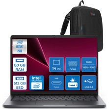 Dell Pro 14 Intel Core 7 255U 80GB Ddr5 512GB SSD Intel Graphics 14" Fhd+ IPS 300NITS Ubuntu Taşınabilir Bilgisayar PC14250BTO107F21 + Zettaçanta
