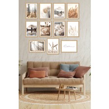 Notpa Dekorize Mdf 11 Parça 3 mm Çerçeve Görünümlü Salon ve Oda Için Tablo Seti Hasat ve Tarla 17 cm