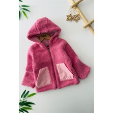 Miniğimin Cicileri Cep Detaylı Kapüşonlu Unisex Çocuk Welsoft hırka - Fuşya