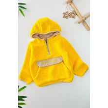 Miniğimin Cicileri Kanguru Cep Detaylı Kapüşonlu Unisex Çocuk polar sweat - Sarı