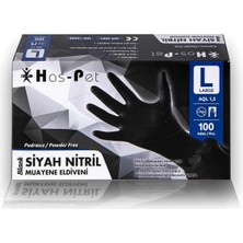 Haspet Siyah Nitril Eldiven Large 100'LÜ