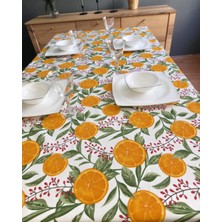 Portakal Desenli Dertsiz Su Itici Özeliğe Sahip Masa Örtüsü