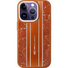 Fuchsia iPhone 15 Pro ile Uyumlu Kılıf HBC-188 Astra Kapak - Kahverengi