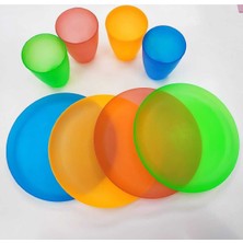 Limonata Bardağı, Pasta Tabağı 4 Lü Set Renkli Plastik 1 .ci Kalite Eğlenceli Sunum