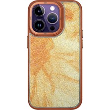 Fuchsia iPhone 14 Pro Max ile Uyumlu HBC-201 Salvador Simli Kapak - Kahverengi