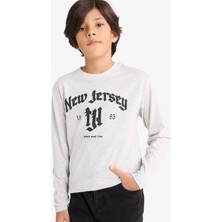 DeFacto Bisiklet Yaka Baskılı Uzun Kollu Tişört Erkek Çocuk E9516A825AU