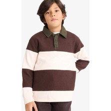 DeFacto Erkek Çocuk Polo Yaka Renk Bloklu Sweatshirt G3375A825AU