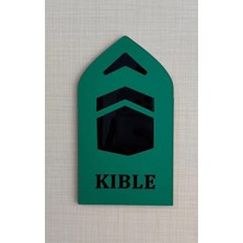 10'lu Kıble Yön Levhası Otel Ev Işyeri Kıble Yön Gösterici Yeşil Pleksi Kendinden Yapışkanlı 8X14CM