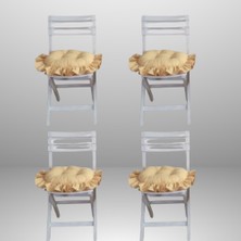 Fırfırlı, Saçaklı Oval Sandalye Minderi 40X40 cm ( 4 Adet )