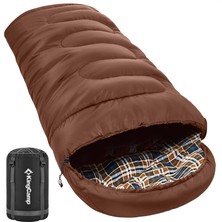 Kingcamp Cloud 400 Ultra -15°c Geniş Uyku Tulumu Coffee Sağ F.