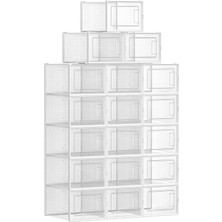 Songmics LSP18MWT Ayakkabı Kutusu, 18'li Set, Ayakkabı Saklama Kutusu