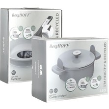 Berghoff Leo Phantom Kapaklı Yapışmaz Tencere 24 cm ve Kızartma Tavası 24 cm Smoked Grey