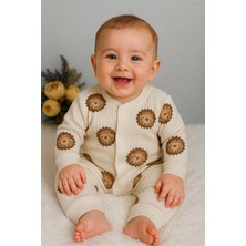 Tuem Baby Tuembaby %100 Pamuk Aslan Manşetli Uzun Kollu Çıtçıtlı Unisex Bebek Tulumu
