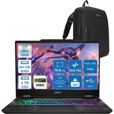 MSI Msı Cyborg 15 Intel Core I5 13420H 64GB Ddr5 4tb SSD RTX5060 Gddr7 8gb Freedos 15.6" Fullhd (1920X1080) 144HZ IPS Taşınabilir Bilgisayar B13WFKG491XTRF30 + Zetta Çanta