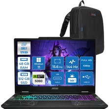MSI Msı Cyborg 15 Intel Core I7 13620H 48GB Ddr5 512GB SSD RTX5060 Gddr7 8gb Windows 11 Pro 15.6" Fullhd (1920X1080) 144HZ IPS Taşınabilir Bilgisayar B13WFKG490XTRP22 + Zetta Çanta