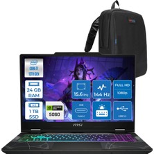 MSI Msı Cyborg 15 Intel Core I7 13620H 24GB Ddr5 1tb SSD RTX5060 Gddr7 8gb Freedos 15.6" Fullhd (1920X1080) 144HZ IPS Taşınabilir Bilgisayar B13WFKG490XTRF08 + Zetta Çanta