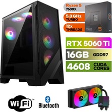 Şafak-Gaming Pc Ddr5-Rtx 5060Tİ 16GB -Ryzen 5 7600X – 32 GB Ddr5 Ram –  1 Tb M.2 SSD 5000 4000 – 240MM Sıvı Sogutma -Windows 11 Pro-