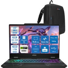 MSI Msı Cyborg 15 Intel Core I5 13420H 24GB Ddr5 1tb SSD RTX5060 Gddr7 8gb Windows 11 Pro 15.6" Fullhd (1920X1080) 144HZ IPS Taşınabilir Bilgisayar B13WFKG491XTRP08 + Zetta Çanta