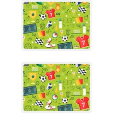 Amerikan Servisi 2'li Futbol Desenli Çocuk Amerikan Servis Sofra ve Ev Dekorasyonu Yemek Altlığı