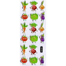 Sticker Kabartmalı Sticker Defter Planlayıcı Etiket (CB522) 16X7 Cm- Neşeli Sebzeler
