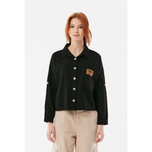 Abarta Kadın Kolları Apoletli Gabardin Gömlek Ceket